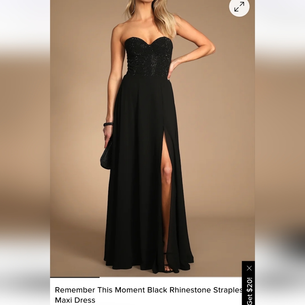 Lulu's Black Strapless Rhinestone Maxi Dress
